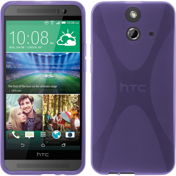 PhoneNatic Case kompatibel mit HTC One E8 - lila Silikon Hülle X-Style + 2 Schutzfolien