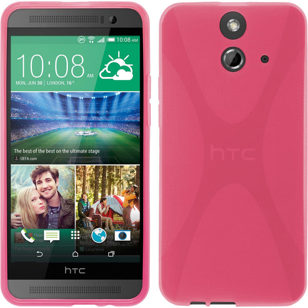 PhoneNatic Case kompatibel mit HTC One E8 - pink Silikon Hülle X-Style + 2 Schutzfolien