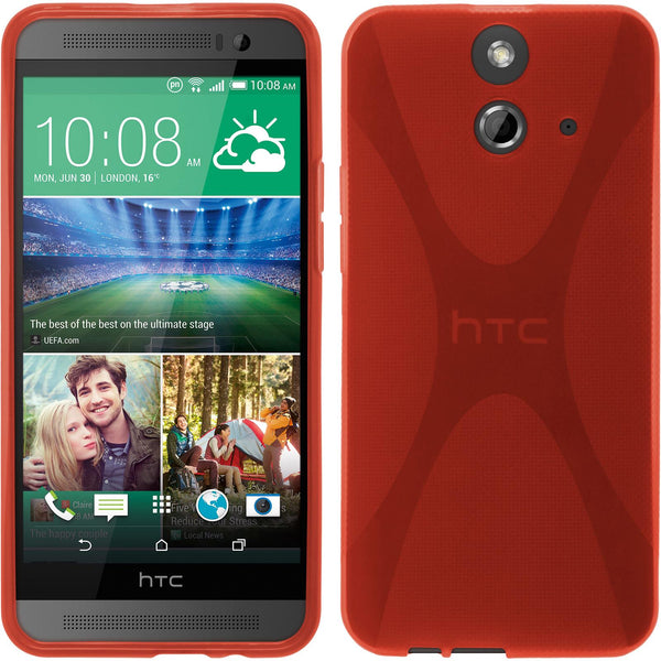 PhoneNatic Case kompatibel mit HTC One E8 - rot Silikon Hülle X-Style + 2 Schutzfolien