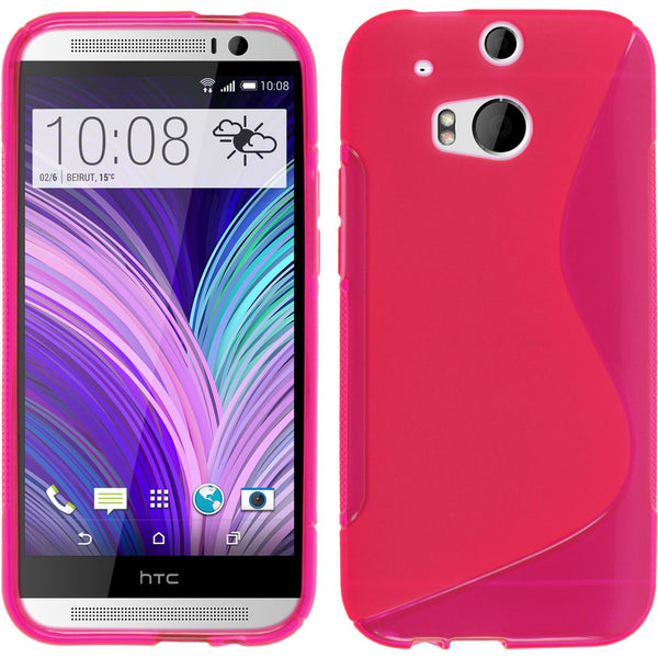 PhoneNatic Case kompatibel mit HTC One M8 - pink Silikon Hülle S-Style Cover
