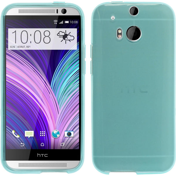 PhoneNatic Case kompatibel mit HTC One M8 - türkis Silikon Hülle transparent + 2 Schutzfolien