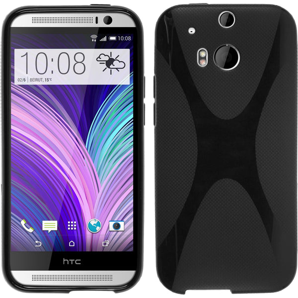 PhoneNatic Case kompatibel mit HTC One M8 - schwarz Silikon Hülle X-Style Cover