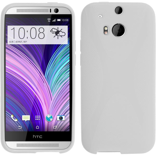PhoneNatic Case kompatibel mit HTC One M8 - weiß Silikon Hülle X-Style Cover