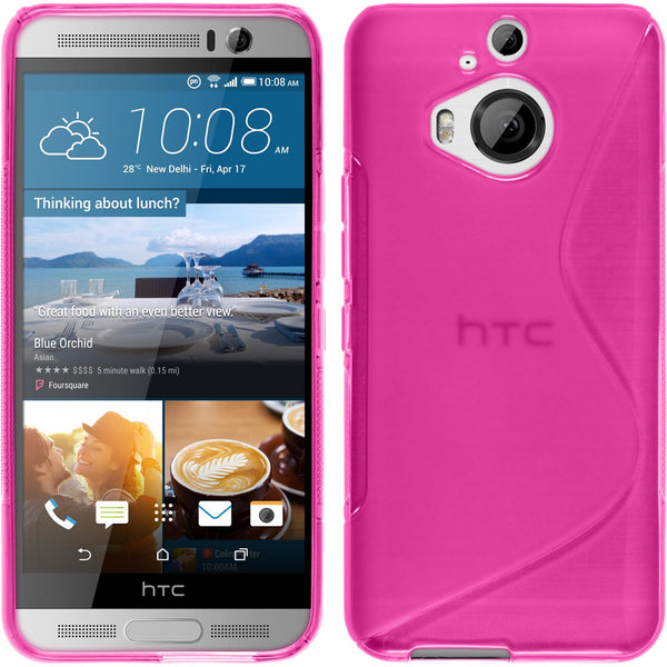 PhoneNatic Case kompatibel mit HTC One M9 Plus - pink Silikon Hülle S-Style + 2 Schutzfolien