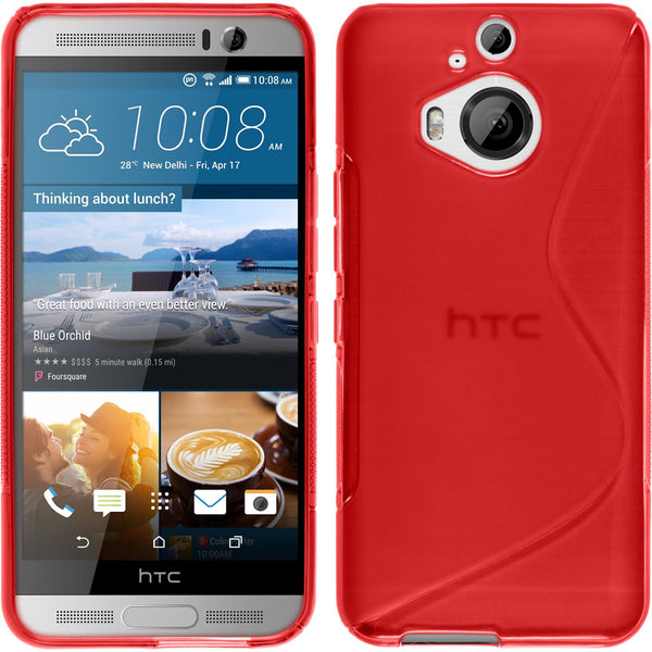 PhoneNatic Case kompatibel mit HTC One M9 Plus - rot Silikon Hülle S-Style + 2 Schutzfolien