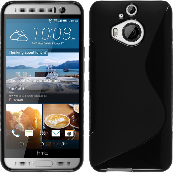 PhoneNatic Case kompatibel mit HTC One M9 Plus - schwarz Silikon Hülle S-Style + 2 Schutzfolien