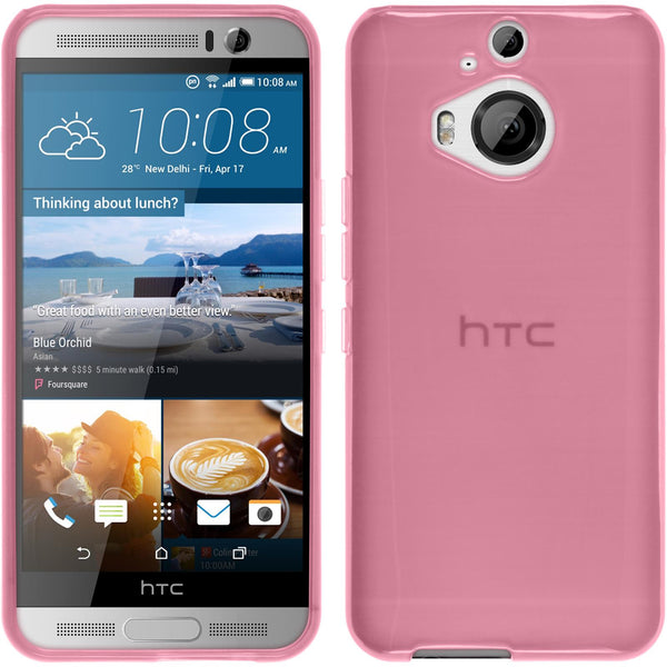 PhoneNatic Case kompatibel mit HTC One M9 Plus - rosa Silikon Hülle transparent + 2 Schutzfolien