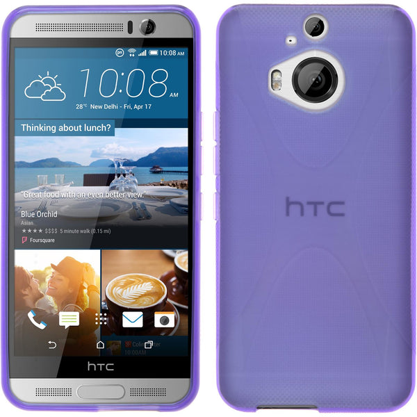 PhoneNatic Case kompatibel mit HTC One M9 Plus - lila Silikon Hülle X-Style + 2 Schutzfolien