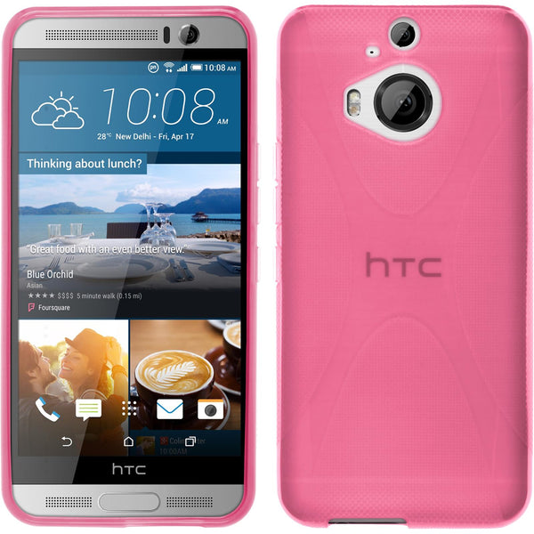 PhoneNatic Case kompatibel mit HTC One M9 Plus - pink Silikon Hülle X-Style + 2 Schutzfolien