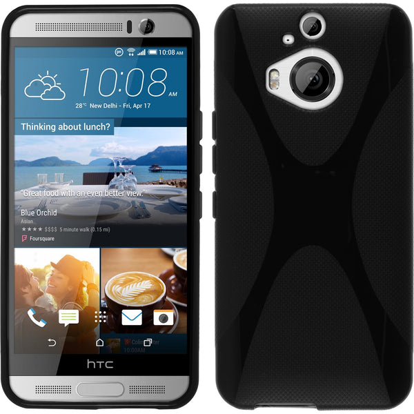 PhoneNatic Case kompatibel mit HTC One M9 Plus - schwarz Silikon Hülle X-Style + 2 Schutzfolien