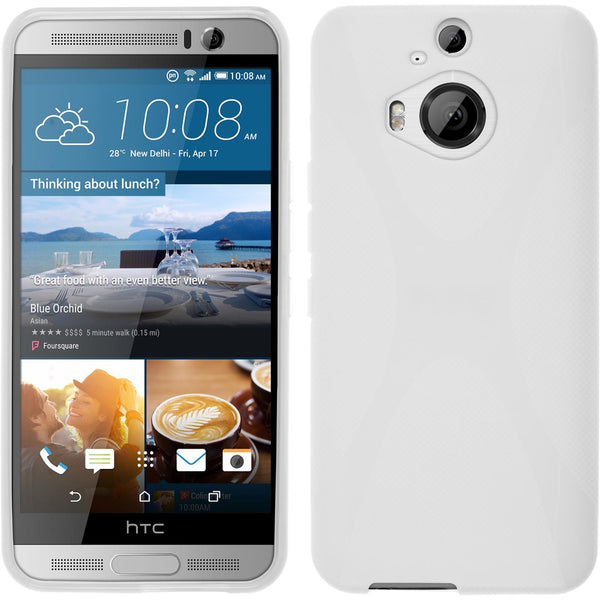 PhoneNatic Case kompatibel mit HTC One M9 Plus - weiß Silikon Hülle X-Style + 2 Schutzfolien