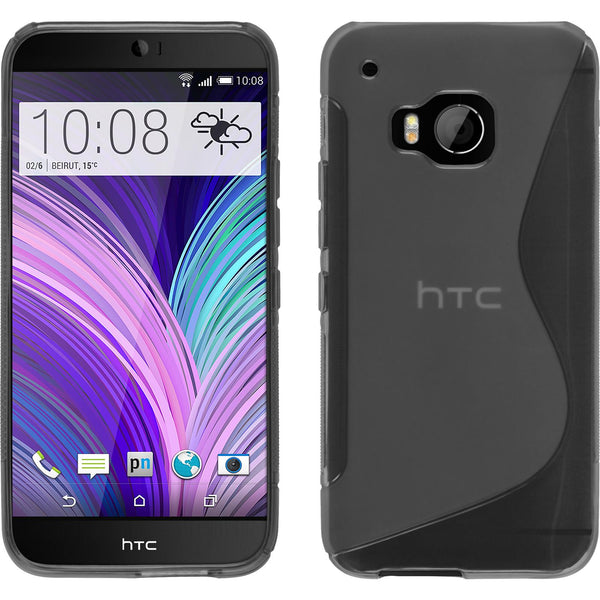 PhoneNatic Case kompatibel mit HTC One M9 - grau Silikon Hülle S-Style + 2 Schutzfolien
