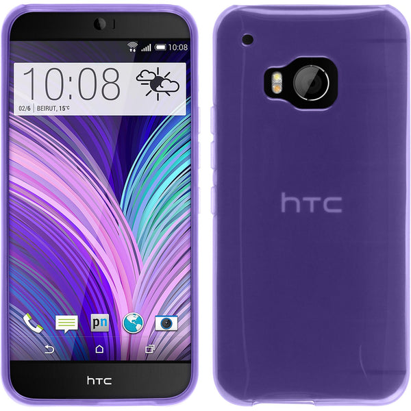 PhoneNatic Case kompatibel mit HTC One M9 - lila Silikon Hülle transparent + 2 Schutzfolien