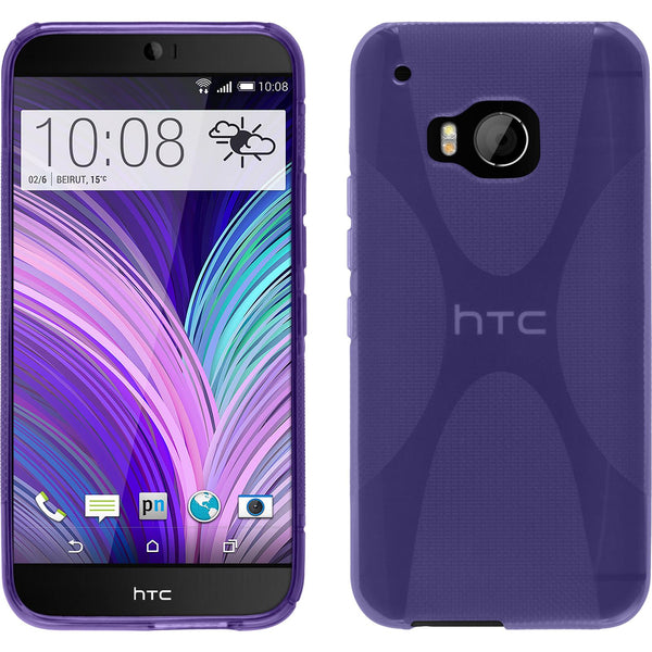 PhoneNatic Case kompatibel mit HTC One M9 - lila Silikon Hülle X-Style + 2 Schutzfolien