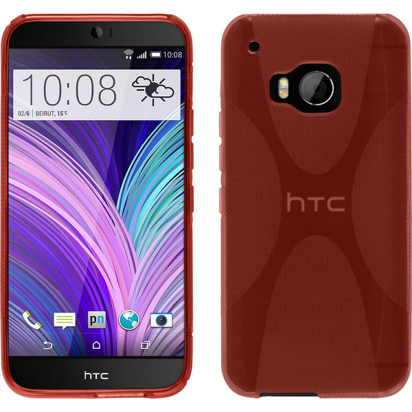 PhoneNatic Case kompatibel mit HTC One M9 - rot Silikon Hülle X-Style + 2 Schutzfolien