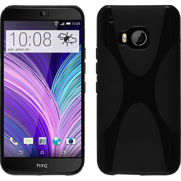 PhoneNatic Case kompatibel mit HTC One M9 - schwarz Silikon Hülle X-Style + 2 Schutzfolien