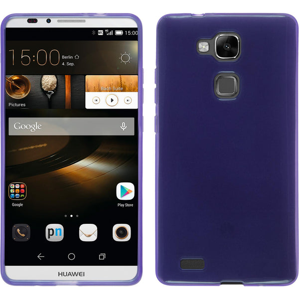 PhoneNatic Case kompatibel mit Huawei Ascend Mate 7 - lila Silikon Hülle transparent + 2 Schutzfolien