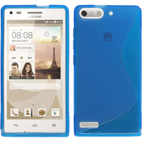 PhoneNatic Case kompatibel mit Huawei Ascend P7 Mini - blau Silikon Hülle S-Style + 2 Schutzfolien
