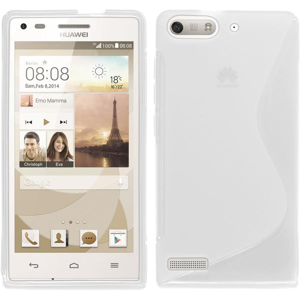 PhoneNatic Case kompatibel mit Huawei Ascend P7 Mini - clear Silikon Hülle S-Style + 2 Schutzfolien