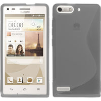 PhoneNatic Case kompatibel mit Huawei Ascend P7 Mini - grau Silikon Hülle S-Style + 2 Schutzfolien