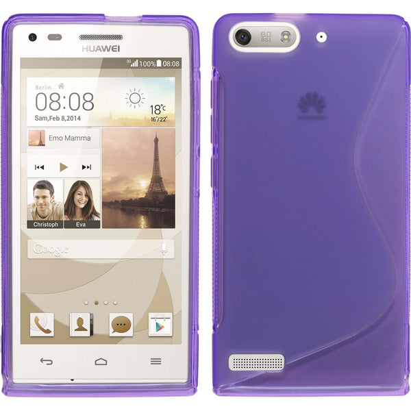 PhoneNatic Case kompatibel mit Huawei Ascend P7 Mini - lila Silikon Hülle S-Style + 2 Schutzfolien