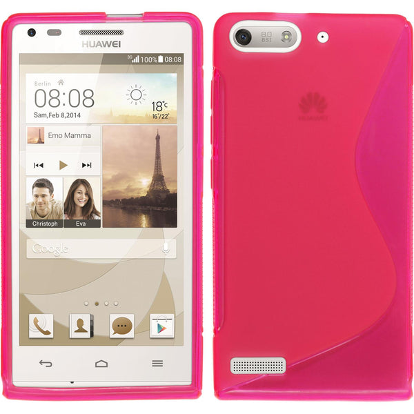 PhoneNatic Case kompatibel mit Huawei Ascend P7 Mini - pink Silikon Hülle S-Style + 2 Schutzfolien