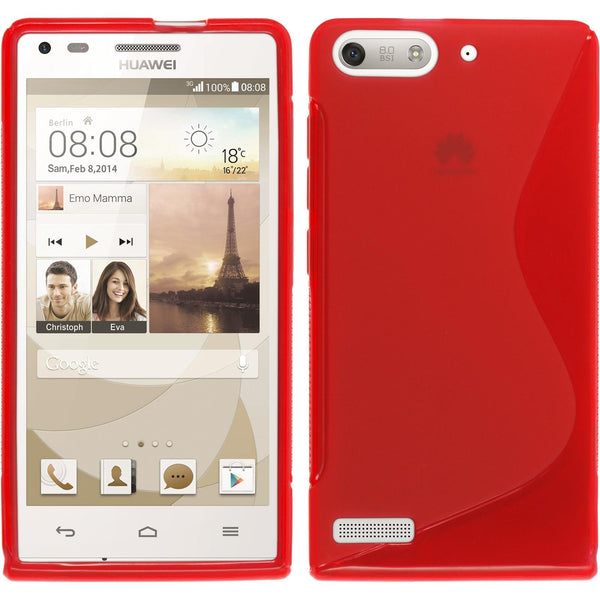 PhoneNatic Case kompatibel mit Huawei Ascend P7 Mini - rot Silikon Hülle S-Style + 2 Schutzfolien