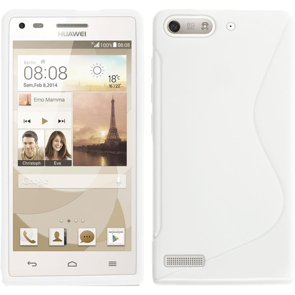 PhoneNatic Case kompatibel mit Huawei Ascend P7 Mini - weiß Silikon Hülle S-Style + 2 Schutzfolien
