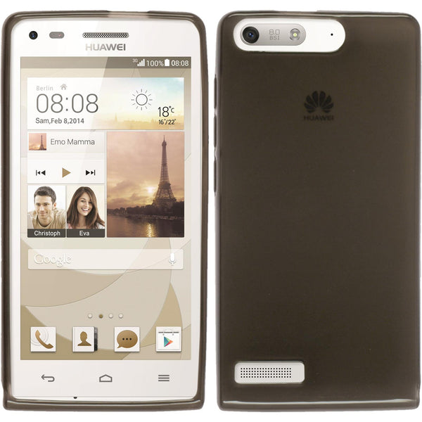 PhoneNatic Case kompatibel mit Huawei Ascend P7 Mini - schwarz Silikon Hülle transparent Cover