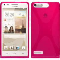 PhoneNatic Case kompatibel mit Huawei Ascend P7 Mini - pink Silikon Hülle X-Style + 2 Schutzfolien
