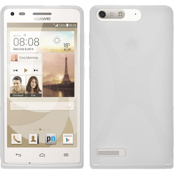 PhoneNatic Case kompatibel mit Huawei Ascend P7 Mini - weiß Silikon Hülle X-Style + 2 Schutzfolien