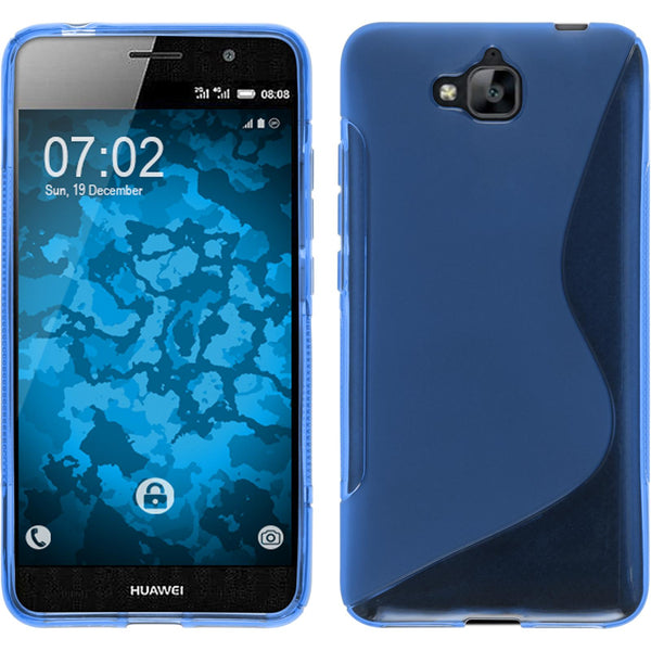 PhoneNatic Case kompatibel mit Huawei Enjoy 5 - blau Silikon Hülle S-Style + 2 Schutzfolien