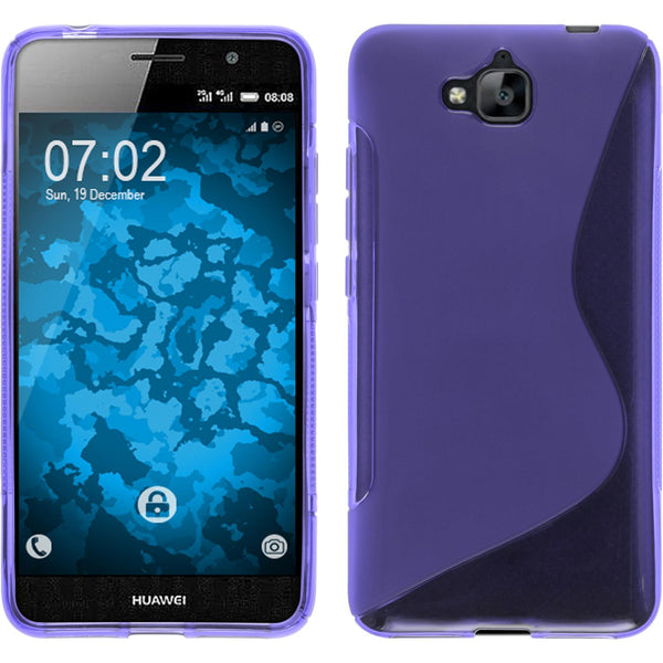 PhoneNatic Case kompatibel mit Huawei Enjoy 5 - lila Silikon Hülle S-Style + 2 Schutzfolien