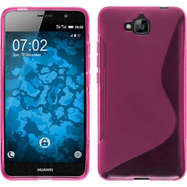 PhoneNatic Case kompatibel mit Huawei Enjoy 5 - pink Silikon Hülle S-Style + 2 Schutzfolien