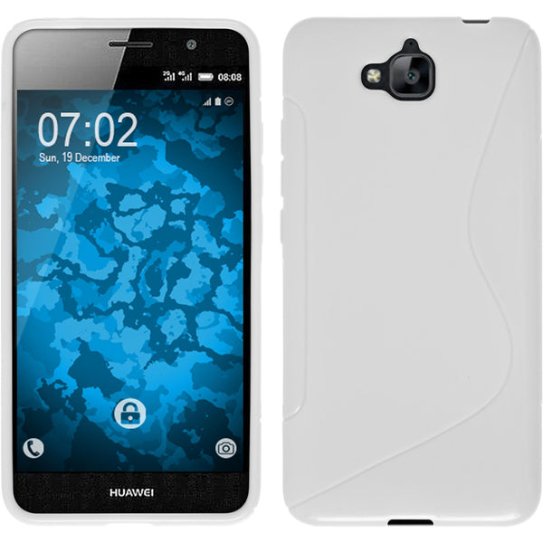 PhoneNatic Case kompatibel mit Huawei Enjoy 5 - weiﬂ Silikon Hülle S-Style + 2 Schutzfolien