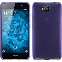 PhoneNatic Case kompatibel mit Huawei Enjoy 5 - lila Silikon Hülle transparent + 2 Schutzfolien