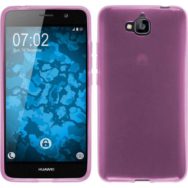 PhoneNatic Case kompatibel mit Huawei Enjoy 5 - rosa Silikon Hülle transparent + 2 Schutzfolien