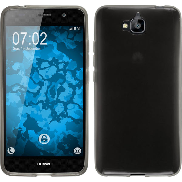 PhoneNatic Case kompatibel mit Huawei Enjoy 5 - schwarz Silikon Hülle transparent + 2 Schutzfolien