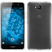 PhoneNatic Case kompatibel mit Huawei Enjoy 5 - weiß Silikon Hülle transparent + 2 Schutzfolien
