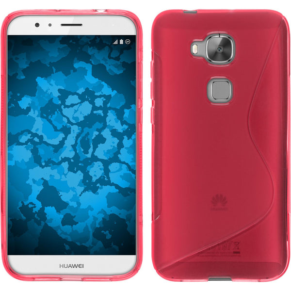 PhoneNatic Case kompatibel mit Huawei G8 - pink Silikon Hülle S-Style + 2 Schutzfolien