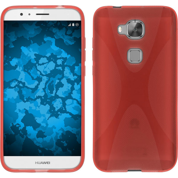 PhoneNatic Case kompatibel mit Huawei G8 - rot Silikon Hülle X-Style + 2 Schutzfolien