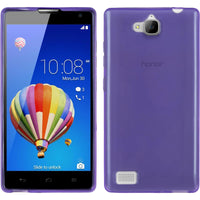 PhoneNatic Case kompatibel mit Huawei Honor 3C - lila Silikon Hülle transparent + 2 Schutzfolien