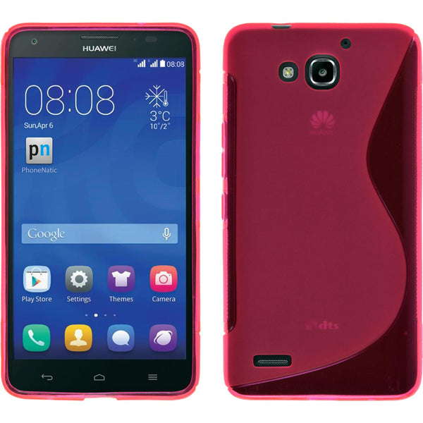 PhoneNatic Case kompatibel mit Huawei Honor 3X G750 - pink Silikon Hülle S-Style + 2 Schutzfolien