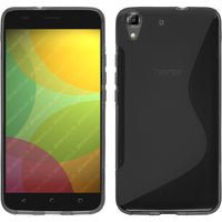 PhoneNatic Case kompatibel mit Huawei Honor 4A - grau Silikon Hülle S-Style + 2 Schutzfolien