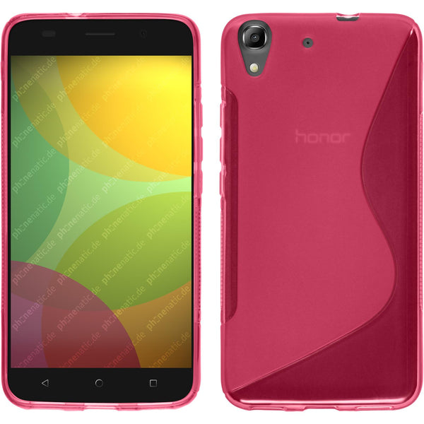 PhoneNatic Case kompatibel mit Huawei Honor 4A - pink Silikon Hülle S-Style + 2 Schutzfolien