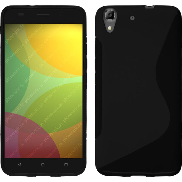 PhoneNatic Case kompatibel mit Huawei Honor 4A - schwarz Silikon Hülle S-Style + 2 Schutzfolien