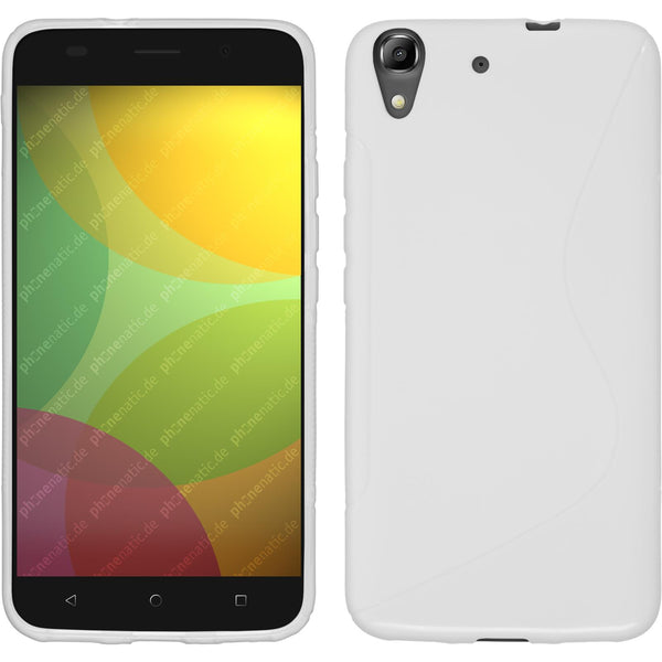 PhoneNatic Case kompatibel mit Huawei Honor 4A - weiß Silikon Hülle S-Style + 2 Schutzfolien
