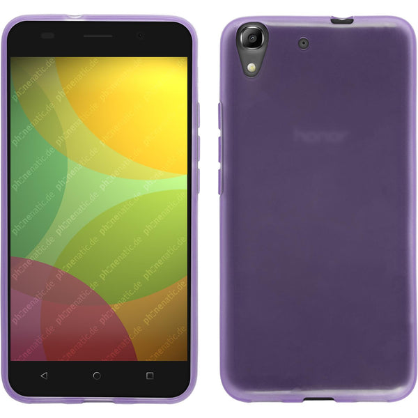 PhoneNatic Case kompatibel mit Huawei Honor 4A - lila Silikon Hülle transparent + 2 Schutzfolien