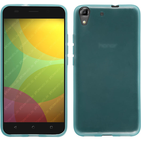 PhoneNatic Case kompatibel mit Huawei Honor 4A - türkis Silikon Hülle transparent + 2 Schutzfolien