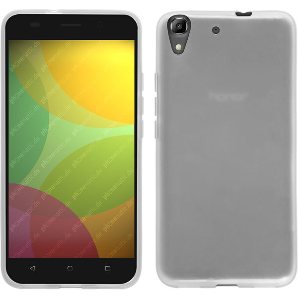 PhoneNatic Case kompatibel mit Huawei Honor 4A - weiß Silikon Hülle transparent + 2 Schutzfolien